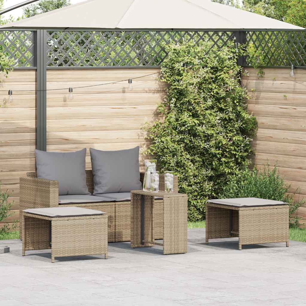 Set Divano da Giardino 5 pz con Cuscini in Polyrattan