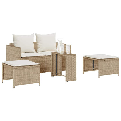 Set Divano da Giardino 5 pz con Cuscini in Polyrattan