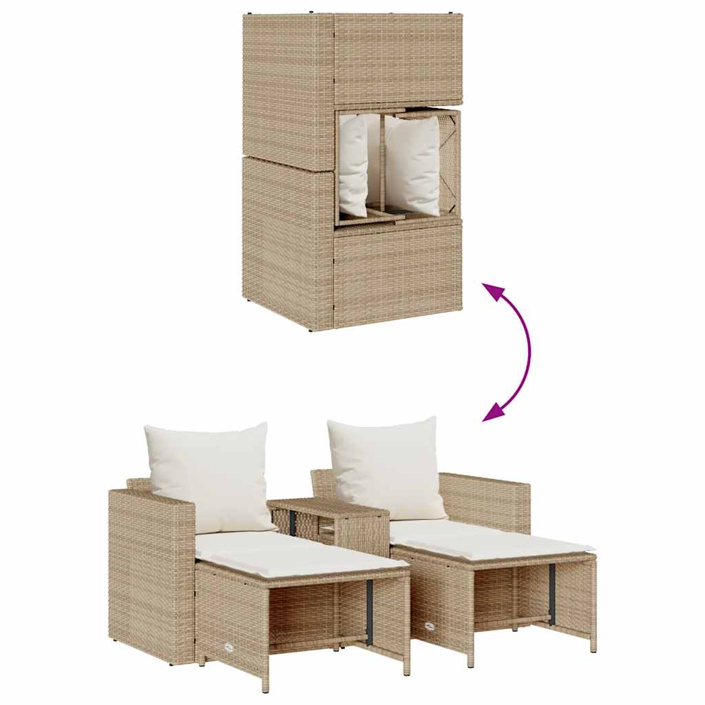 Set Divano da Giardino 5 pz con Cuscini Beige in Polyrattan | homemem39