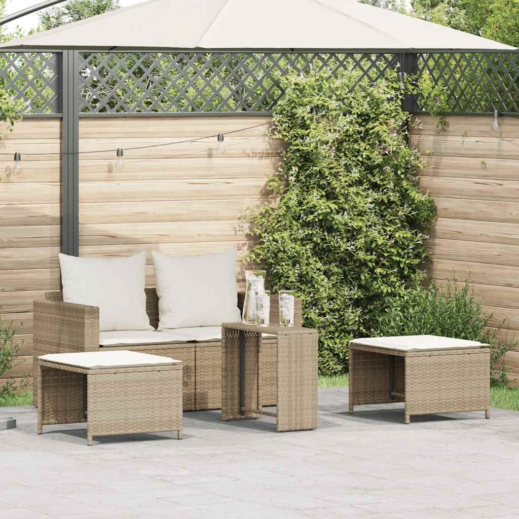 Set Divano da Giardino 5 pz con Cuscini in Polyrattan