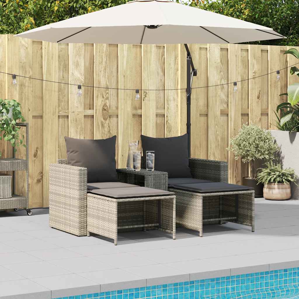 Set Divano da Giardino 5pz con Cuscini Grigio Chiaro Polyrattan | homemem39