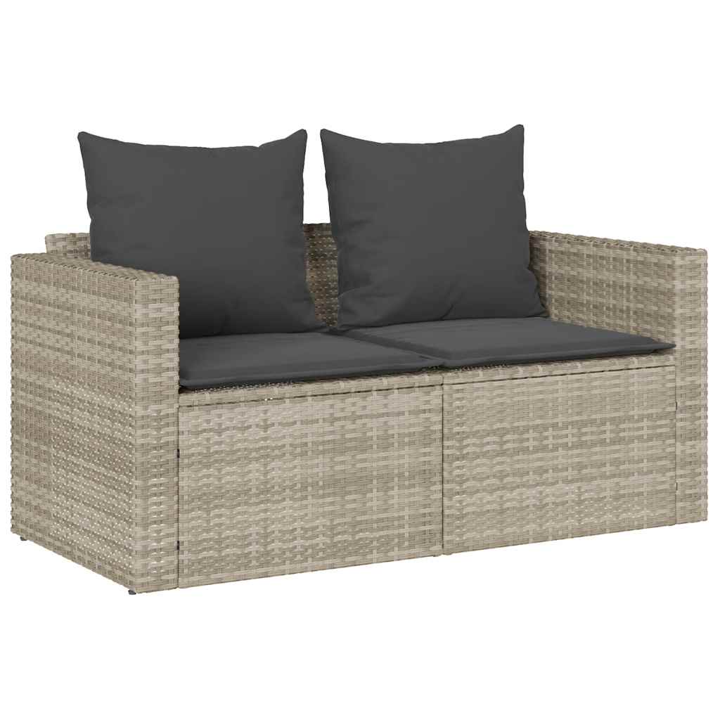 Set Divano da Giardino 5pz con Cuscini Grigio Chiaro Polyrattan | homemem39