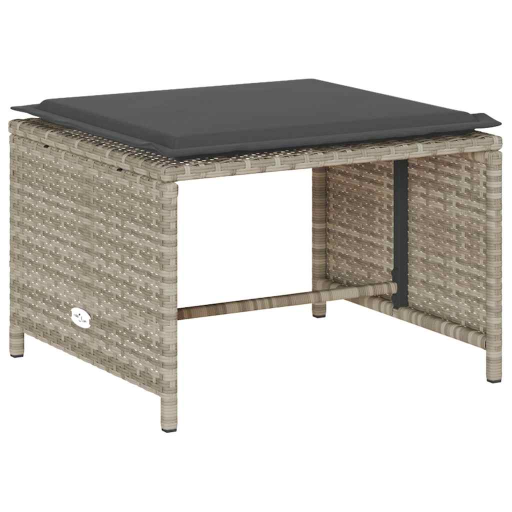 Set Divano da Giardino 5pz con Cuscini Grigio Chiaro Polyrattan | homemem39
