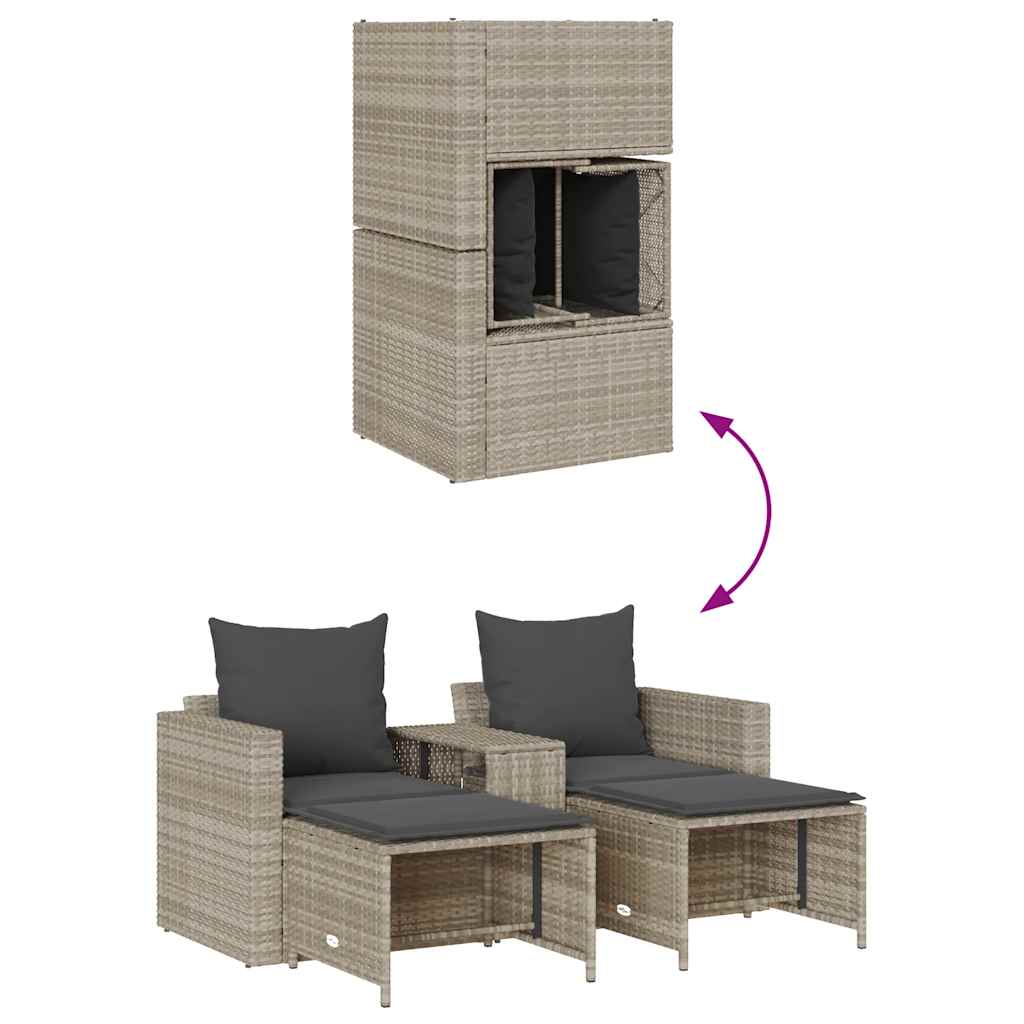 Set Divano da Giardino 5pz con Cuscini Grigio Chiaro Polyrattan | homemem39