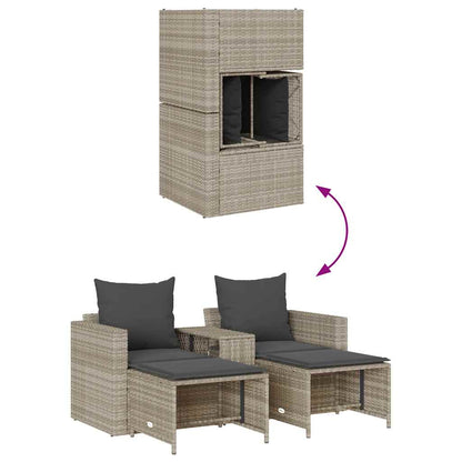 Set Divano da Giardino 5pz con Cuscini Grigio Chiaro Polyrattan | homemem39