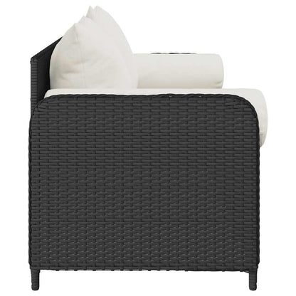 Divano da Giardino a 3 Posti con Cuscini Nero in Polyrattan | homemem39