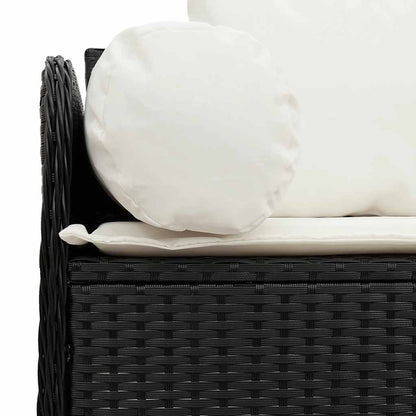 Divano da Giardino a 3 Posti con Cuscini Nero in Polyrattan | homemem39
