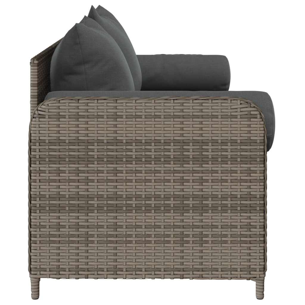 Divano da Giardino con Cuscini 3 Posti Grigio in Polyrattan | homemem39