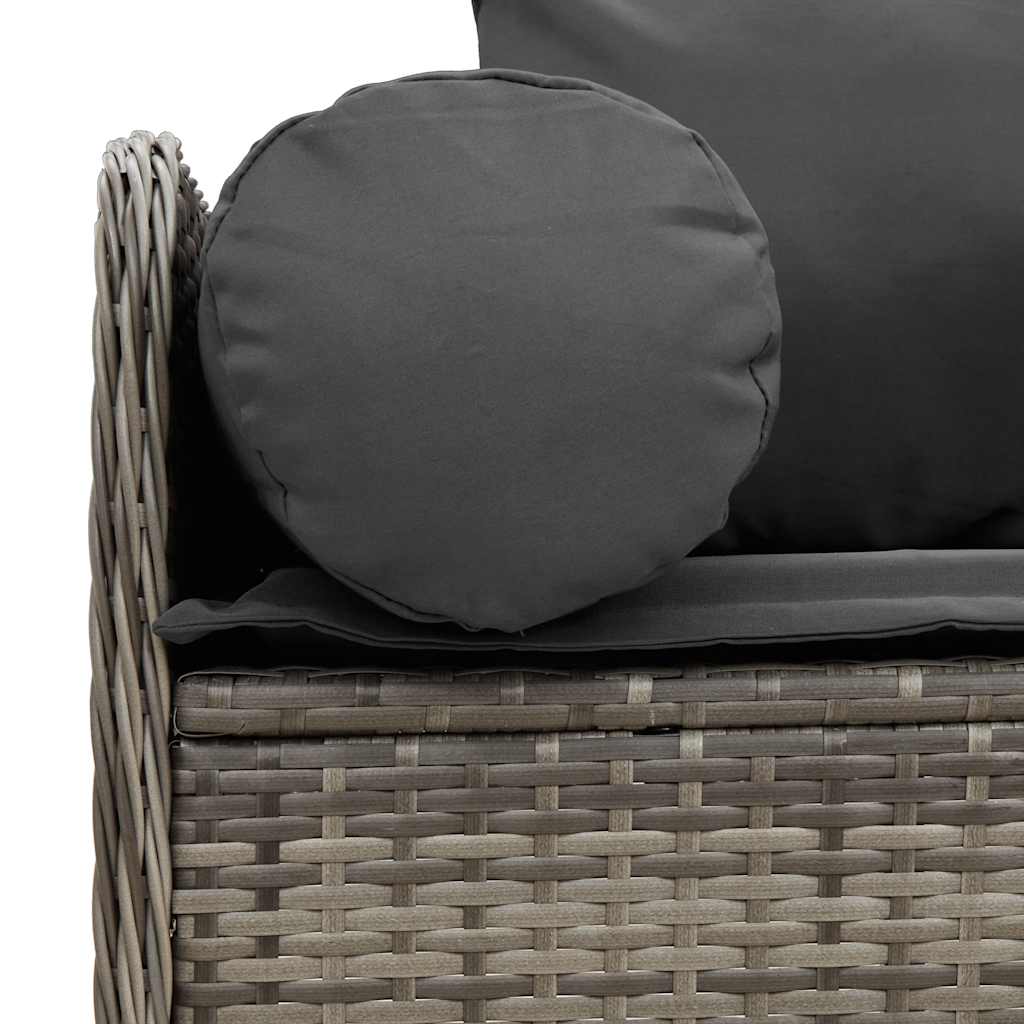 Divano da Giardino con Cuscini 3 Posti Grigio in Polyrattan | homemem39