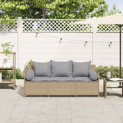 Divano da Giardino con Cuscini a 3 Posti Beige in Polyrattan | homemem39