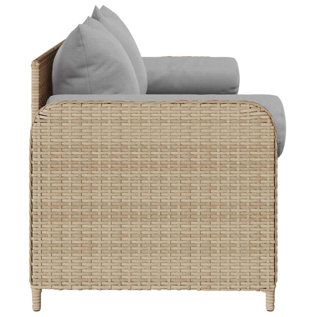 Divano da Giardino con Cuscini a 3 Posti Beige in Polyrattan | homemem39