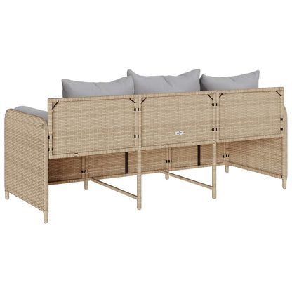 Divano da Giardino con Cuscini a 3 Posti Beige in Polyrattan | homemem39