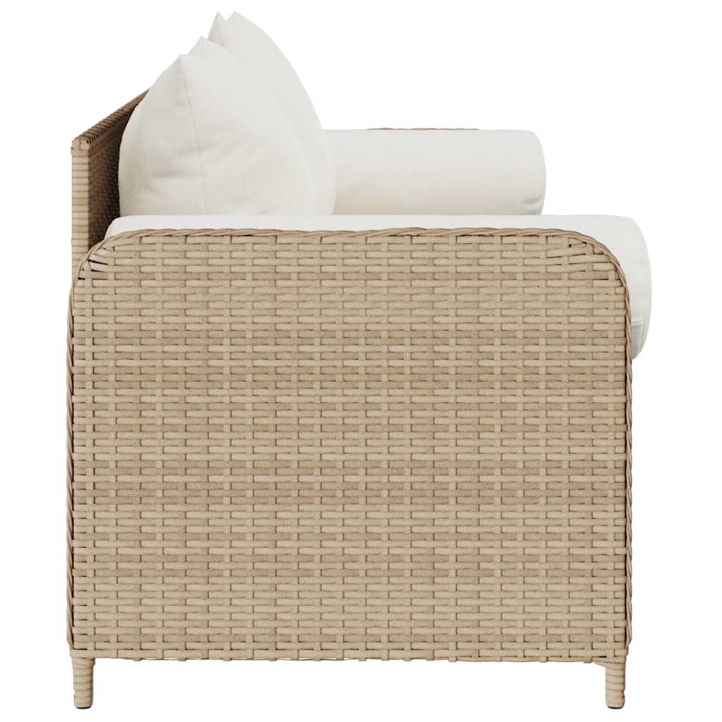Divano da Giardino con Cuscini a 3 Posti Beige in Polyrattan | homemem39