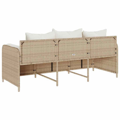 Divano da Giardino con Cuscini a 3 Posti Beige in Polyrattan | homemem39