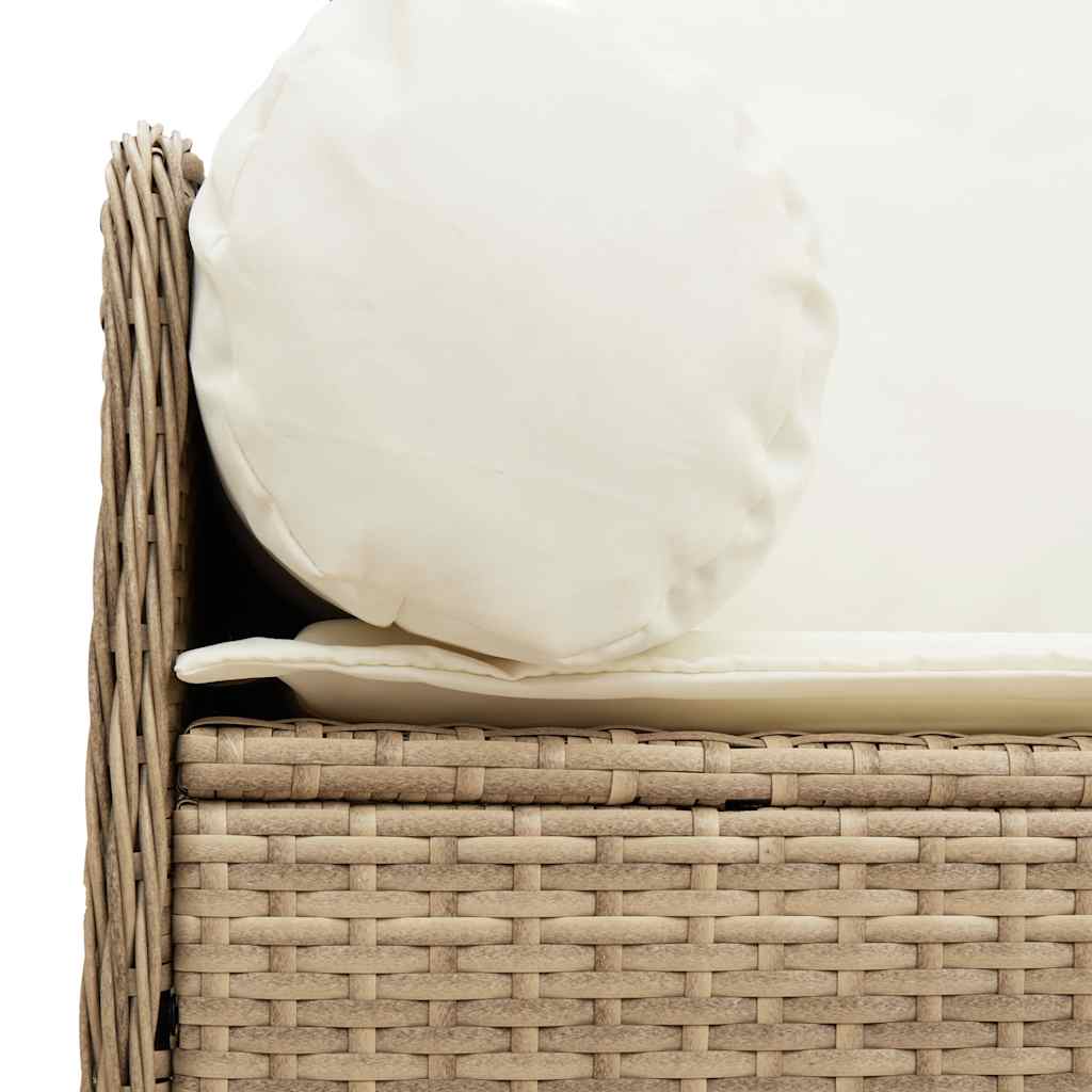Divano da Giardino con Cuscini a 3 Posti Beige in Polyrattan | homemem39