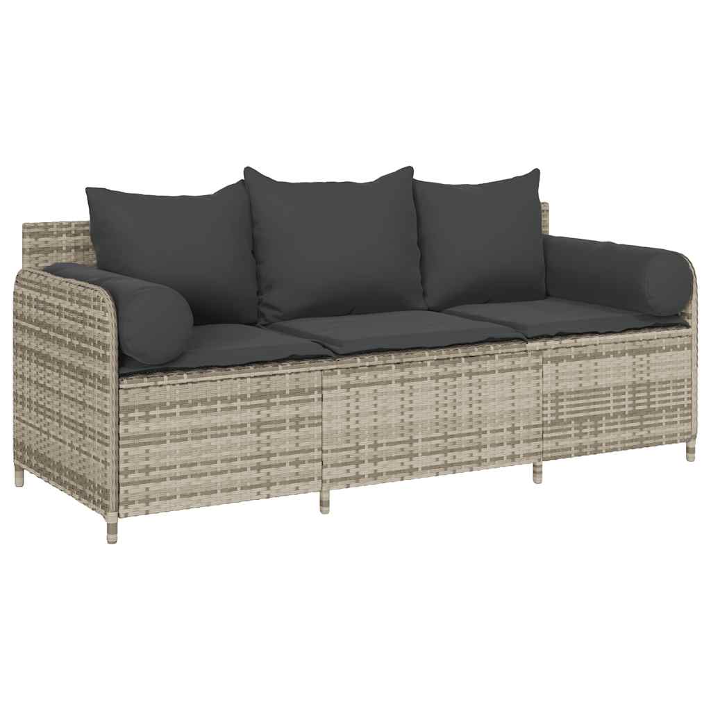 Divano da Giardino con Cuscini 3 Posti Polyrattan