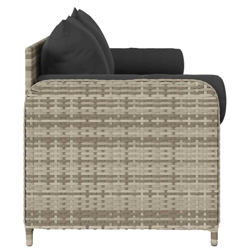 Divano da Giardino con Cuscini 3 Posti Grigio Chiaro Polyrattan | homemem39