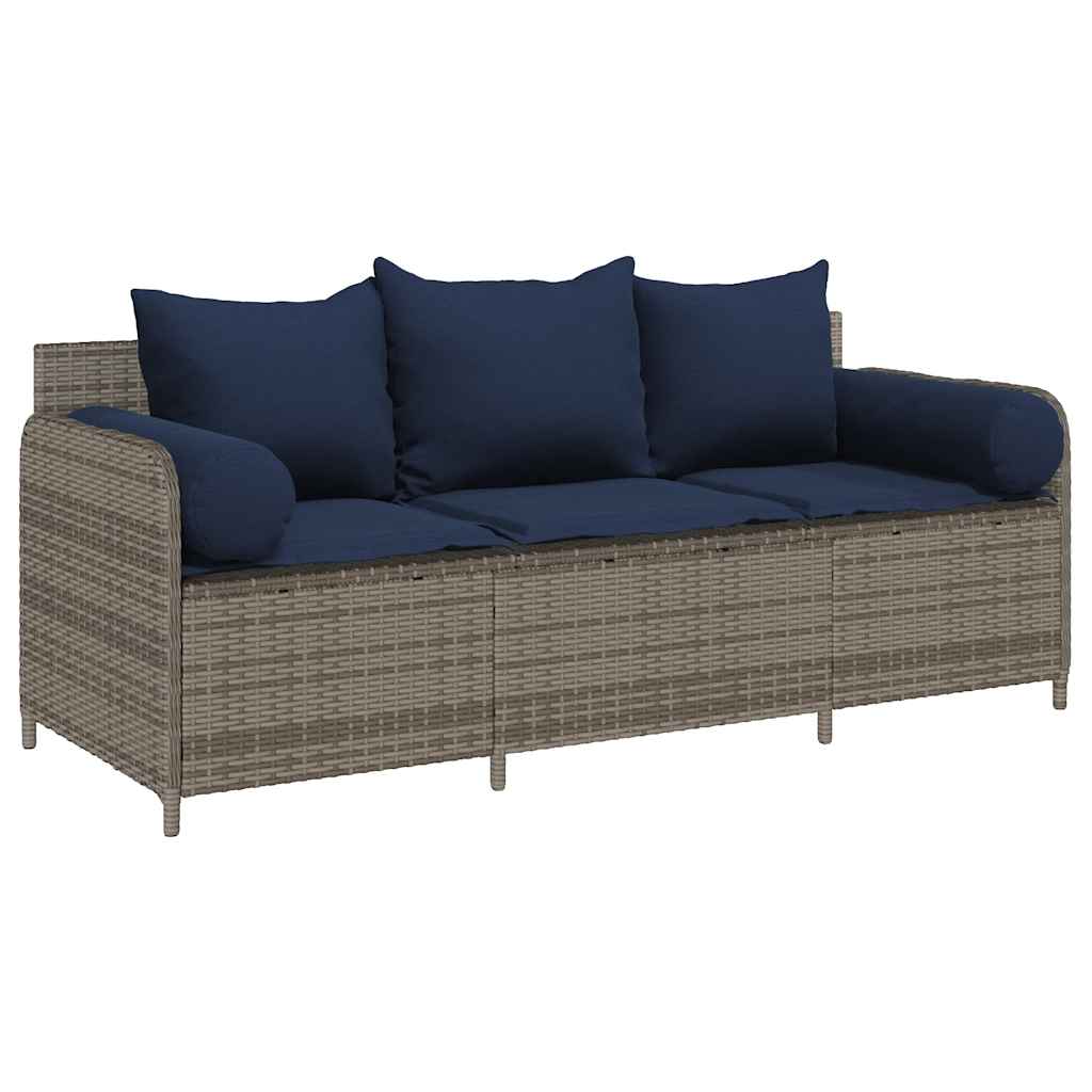 Divano da Giardino con Cuscini 3 Posti Polyrattan