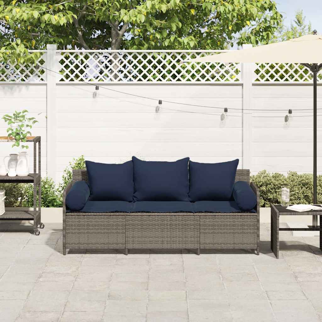 Divano da Giardino con Cuscini 3 Posti Polyrattan