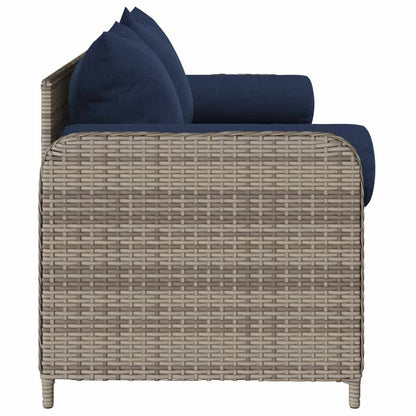 Divano da Giardino con Cuscini 3 Posti Grigio in Polyrattan | homemem39