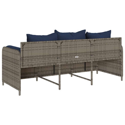 Divano da Giardino con Cuscini 3 Posti Grigio in Polyrattan | homemem39