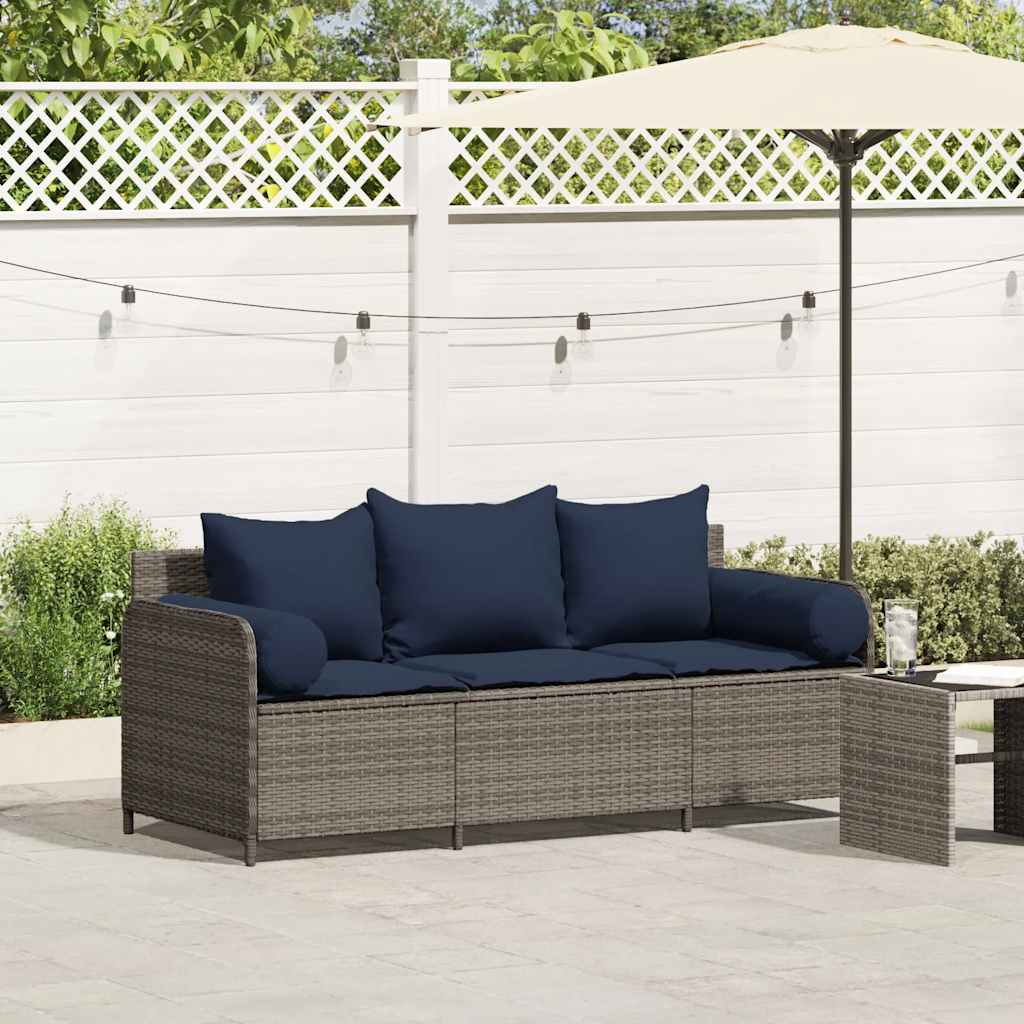 Divano da Giardino con Cuscini 3 Posti Polyrattan