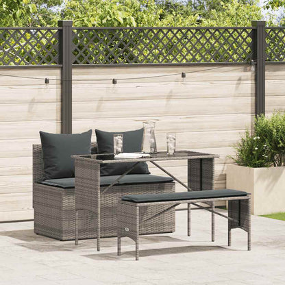 Set da Pranzo da Giardino 3 pz con Cuscini in Polyrattan Grigio | homemem39