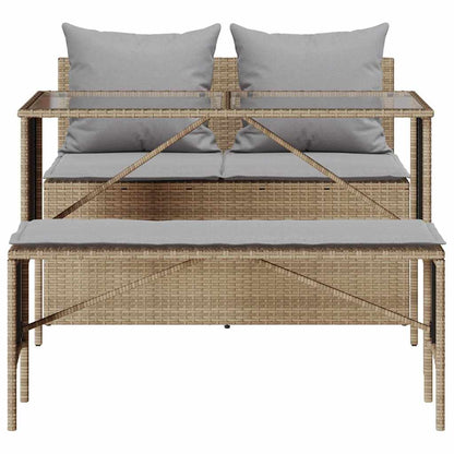 Set da Pranzo da Giardino 3 pz con Cuscini Beige in Polyrattan | homemem39