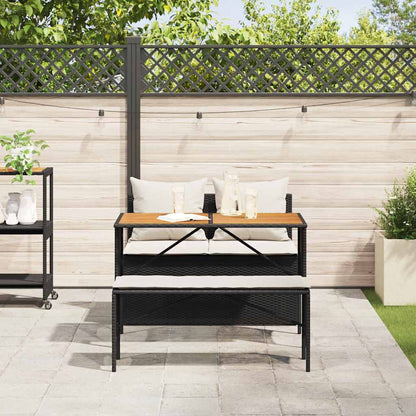 Set da Pranzo da Giardino 3 pz con Cuscini Nero in Polyrattan