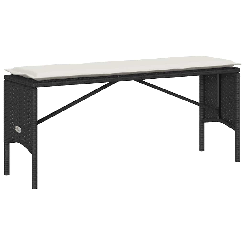 Set da Pranzo da Giardino 3 pz con Cuscini Nero in Polyrattan