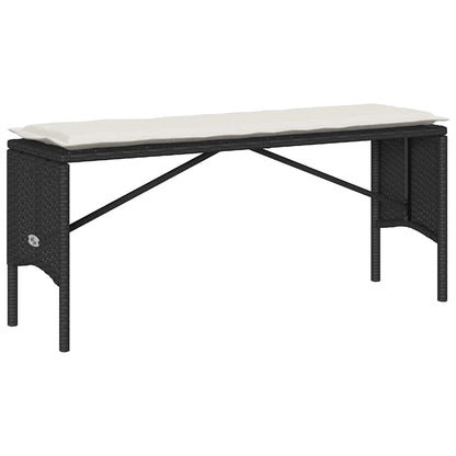 Set da Pranzo da Giardino 3 pz con Cuscini Nero in Polyrattan