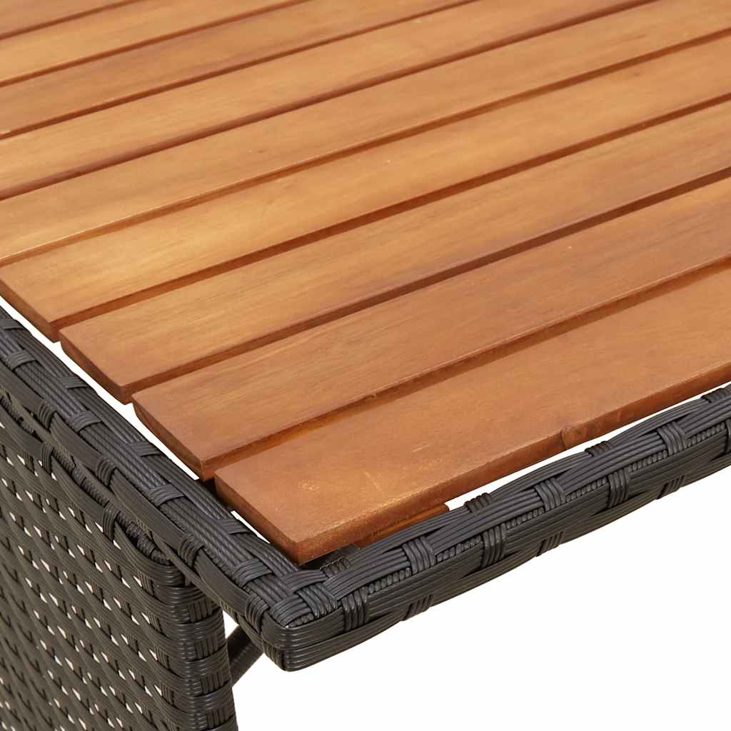 Set da Pranzo da Giardino 3 pz con Cuscini Nero in Polyrattan