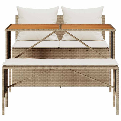 Set da Pranzo da Giardino 3 pz con Cuscini Beige in Polyrattan - homemem39