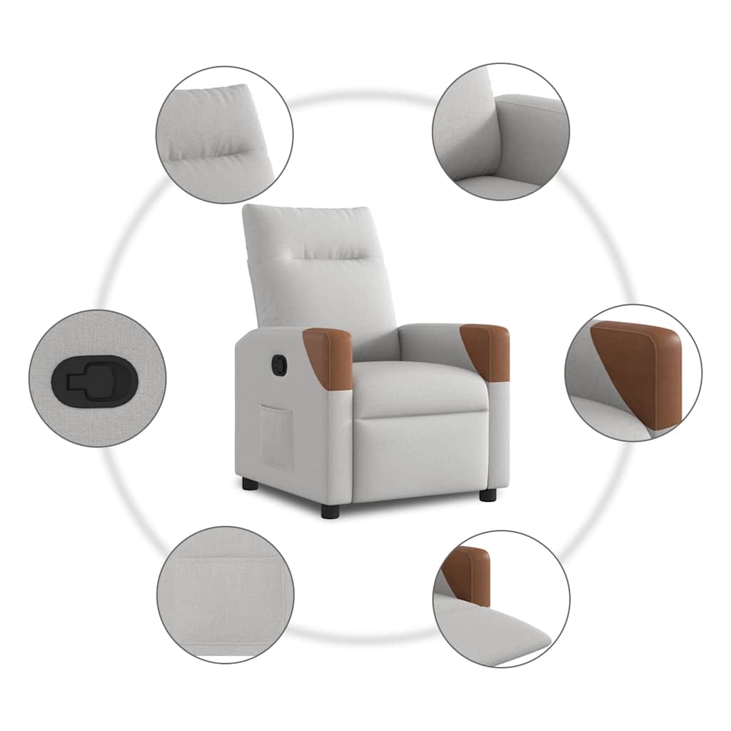 Poltrona Reclinabile in Tessuto Grigio Nuvola - homemem39