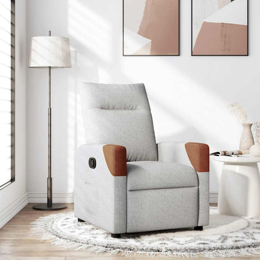 Poltrona Reclinabile in Tessuto Grigio Nuvola