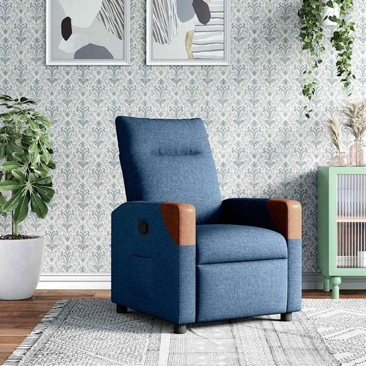 Poltrona Reclinabile Blu in Tessuto