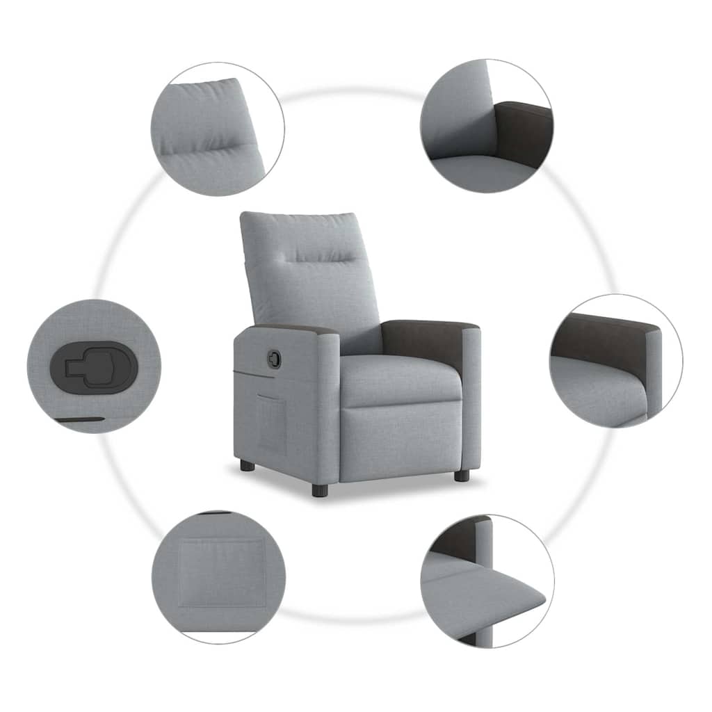 Poltrona Reclinabile in Tessuto Grigio Chiaro | homemem39