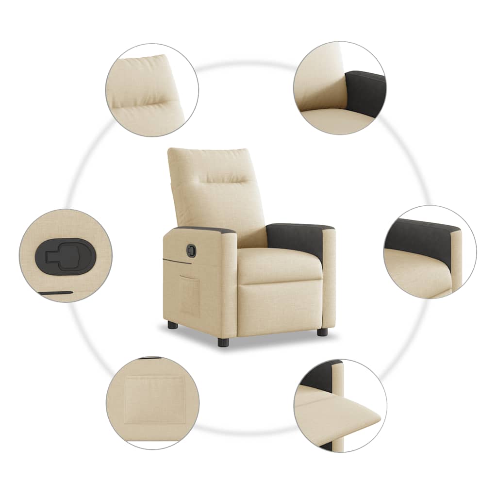 Poltrona Reclinabile in Tessuto Crema - homemem39
