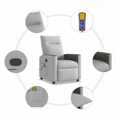 Poltrona Massaggiante Reclinabile Grigio Nuvola in Tessuto - homemem39