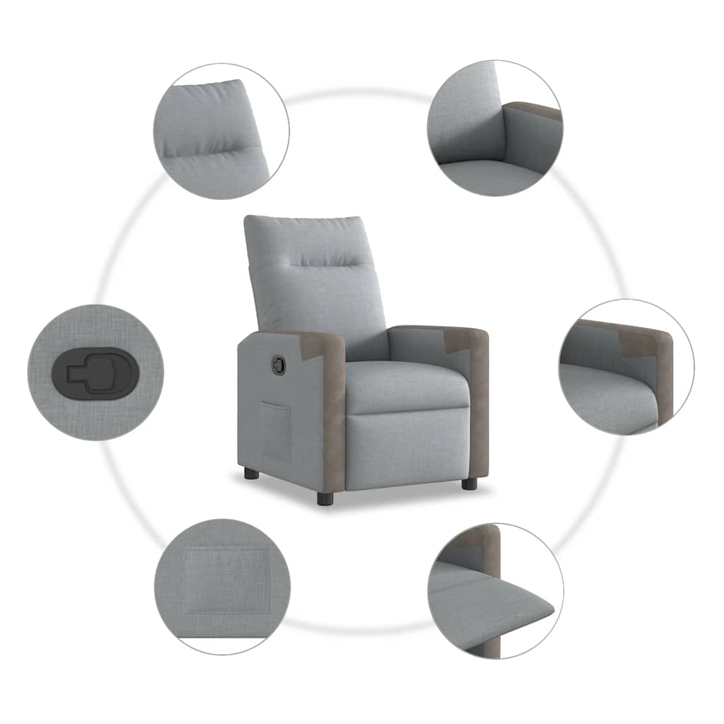 Poltrona Reclinabile in Tessuto Grigio Chiaro | homemem39