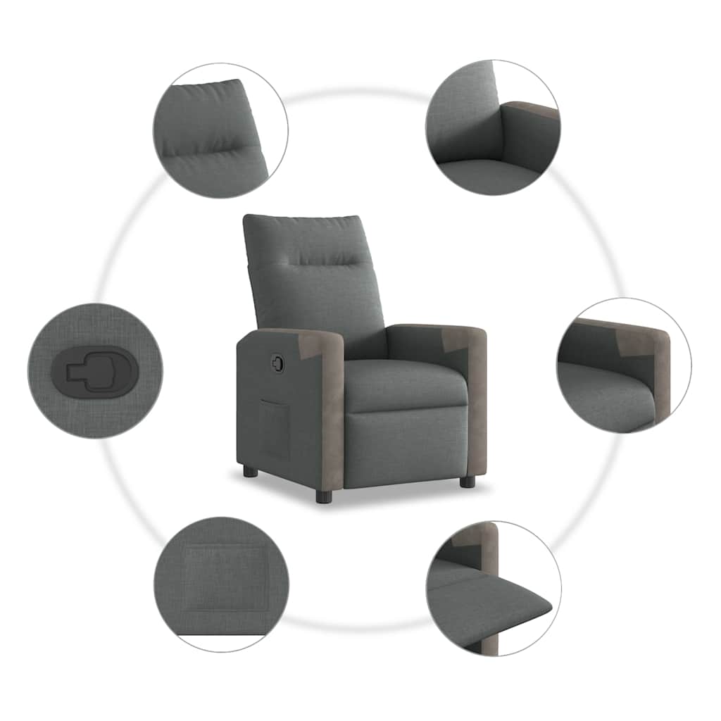 Poltrona Reclinabile in Tessuto Grigio Scuro | homemem39