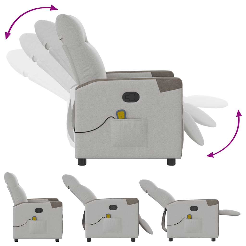 Poltrona Massaggiante Reclinabile Grigio Nuvola in Tessuto - homemem39