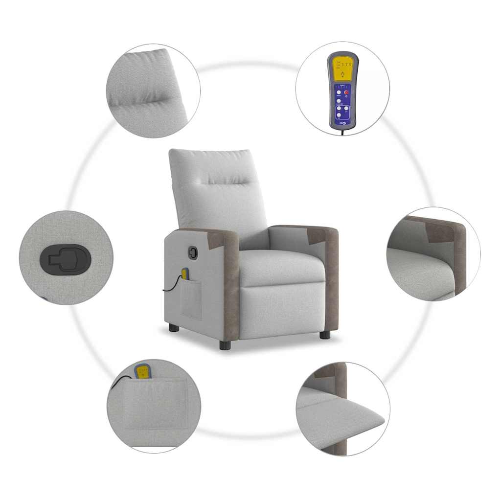Poltrona Massaggiante Reclinabile Grigio Nuvola in Tessuto - homemem39