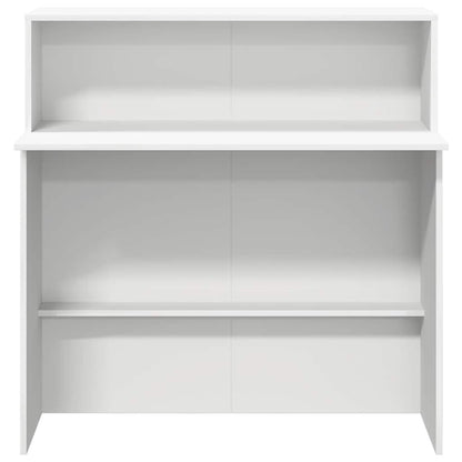 Scrivania per Reception Bianca 100x50x103,5 cm in Legno Massello