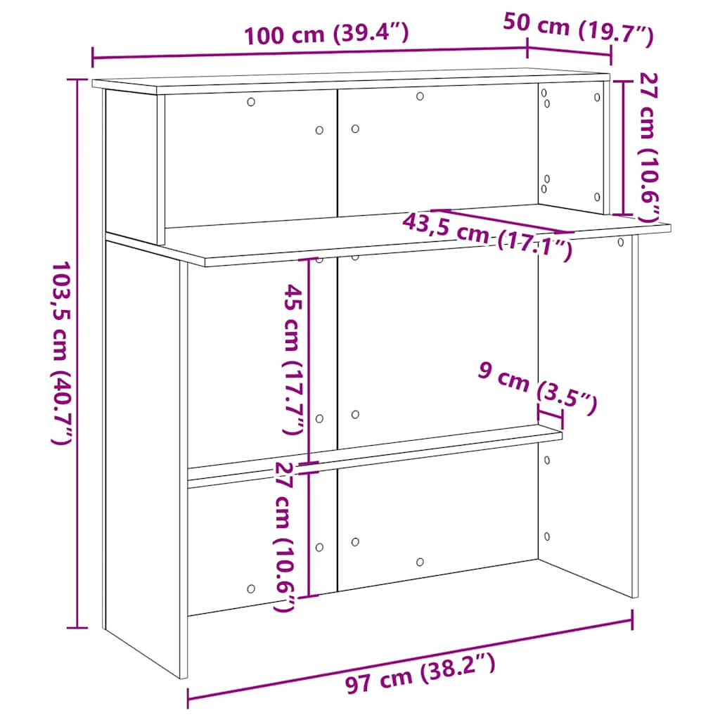 Banco Reception Rovere Artigianale 100x50x103,5cm in Truciolato | homemem39