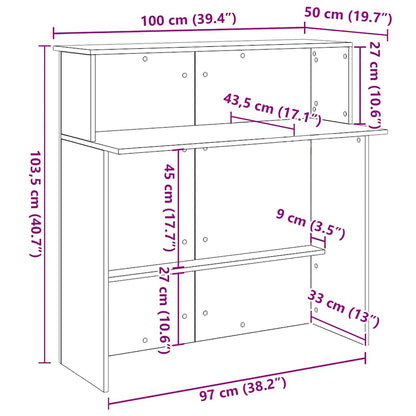 Banco Reception Rovere Artigianale 100x50x103,5cm in Truciolato - homemem39