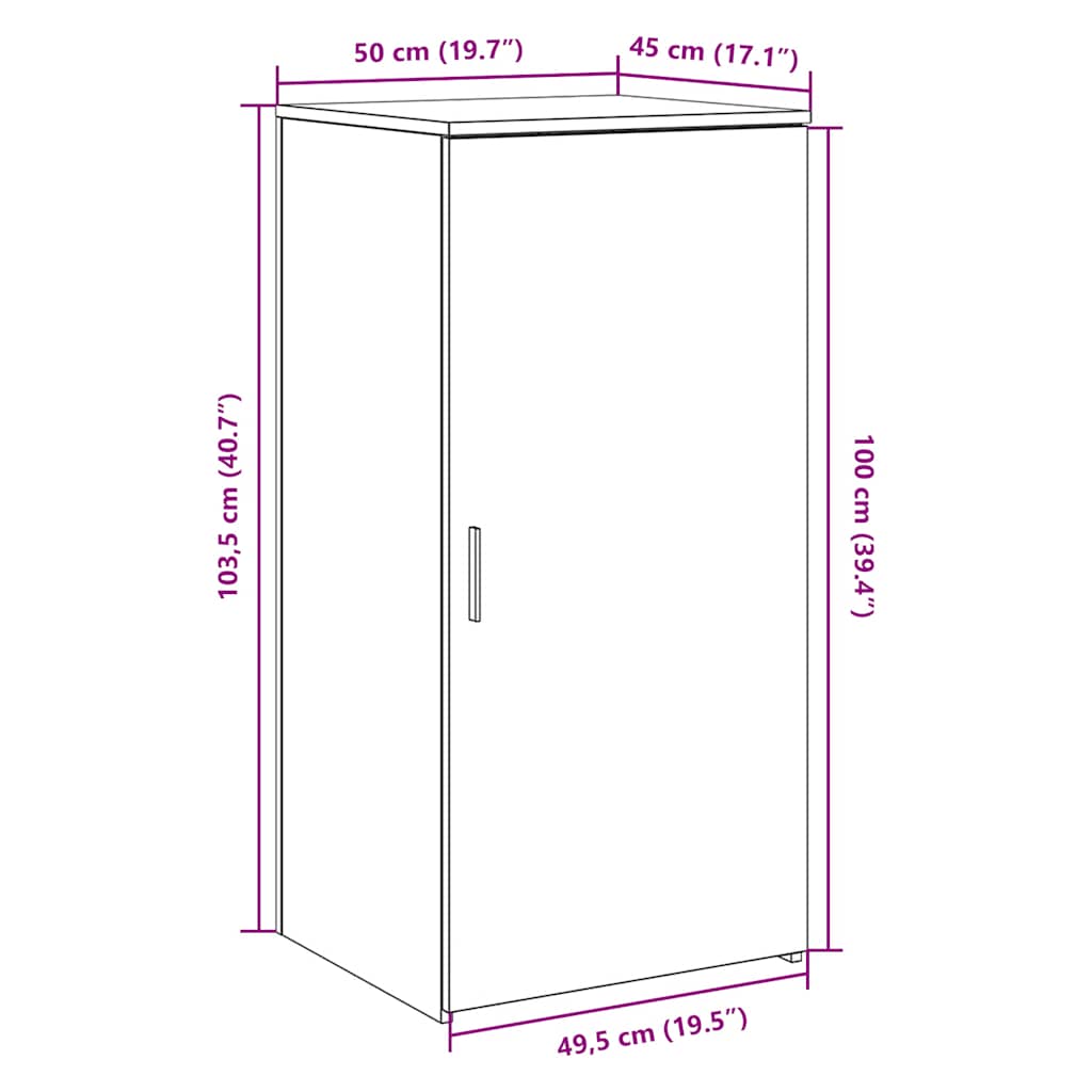 Mobiletto portaoggetti Nero 50x45x103,5 cm in Legno ingegnerizzato | homemem39