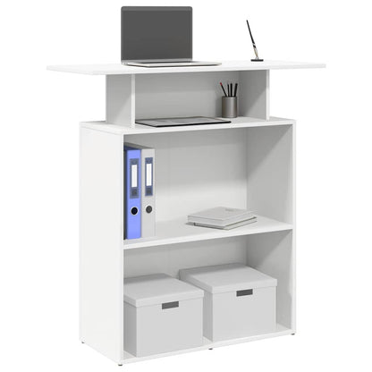 Scrivania per Reception Bianca 100x40x104 cm in Legno Massello | homemem39