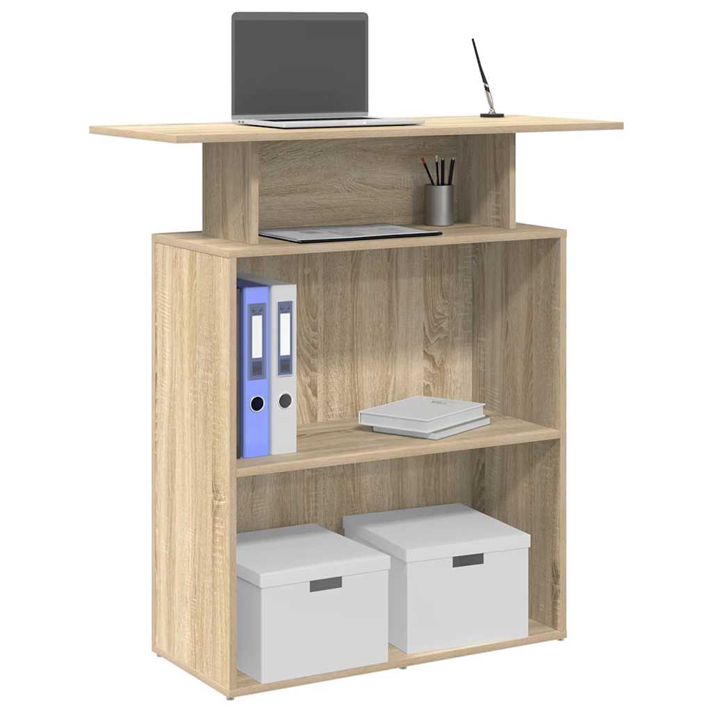 Scrivania per Reception Rovere Sonoma 100x40x104 cm in Legno Massello di Argilla | homemem39