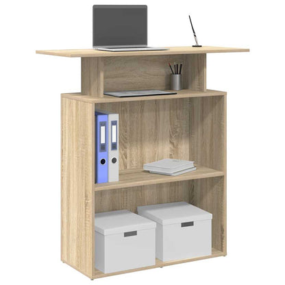 Scrivania per Reception Rovere Sonoma 100x40x104 cm in Legno Massello di Argilla | homemem39